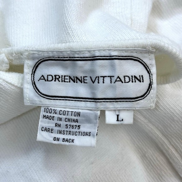 Vintage Adrienne Vittadini White Cotton Crossback Pocket Dress Women's Size L 90 - Picture 7 of 10